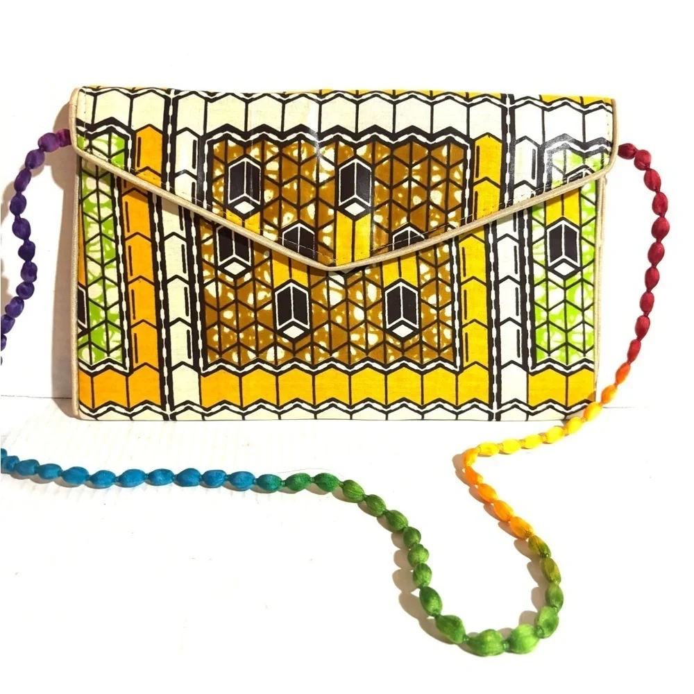 Handmade Ankara African print shoulder clutch bag